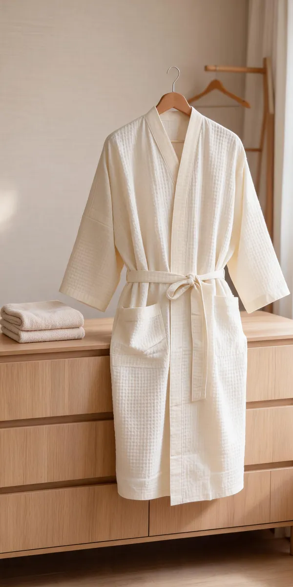 White_Premium_Waffle_Cotton_Bathrobe_For_Men