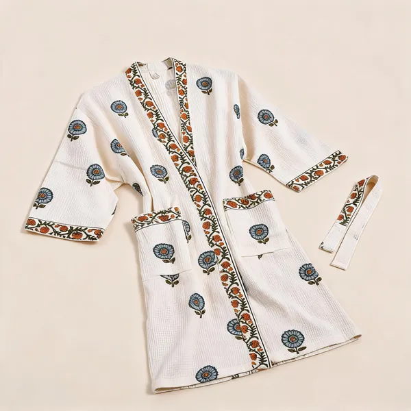 White_Cotton_Waffle_Handblock_Printed_Bathrobe_For_Bathroom