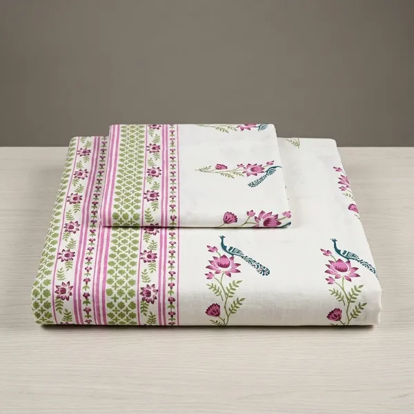 Multicolor_Handloom_Textured_Cotton_Double_Bedsheet_With_Pillow_Covers_For_Bedroom__TC_400