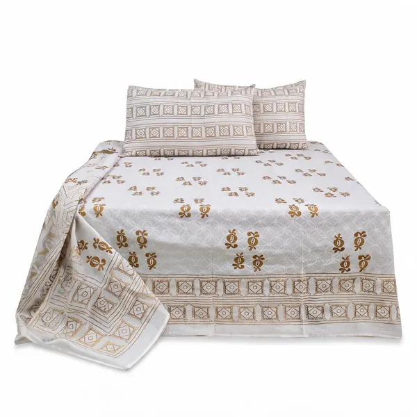 White_Handloom_Textured_Cotton_Double_Bedsheet_With_Pillow_Covers_For_Bedroom__TC_400