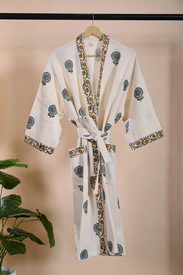 White_Cotton_Waffle_Handblock_Printed_Bathrobe_For_Bathroom