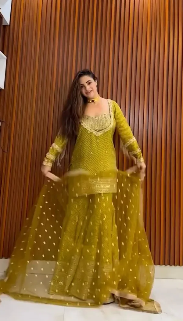 Yellow_Chinon_Silk_Embroidered_Sharara_Suit_Set_For_Women
