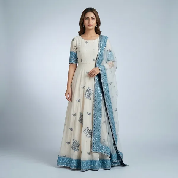 White_And_Blue_Georgette_Embroidered_Anarkali_Suit_For_Women