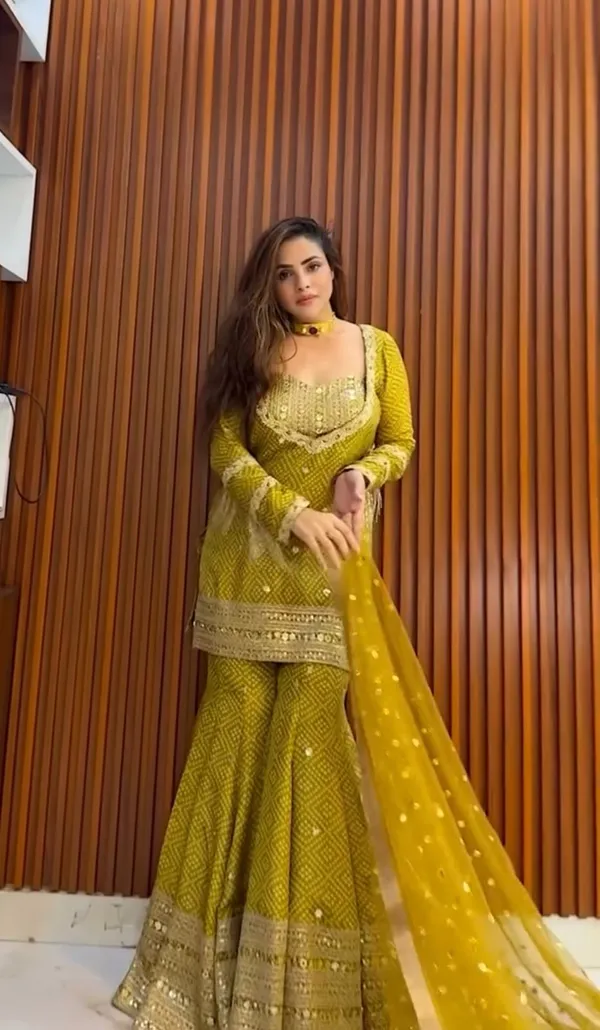Yellow_Chinon_Silk_Embroidered_Sharara_Suit_Set_For_Women