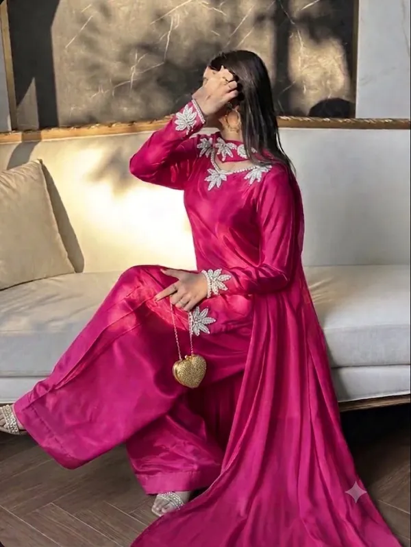 Magenta_Embroidered_Kurta_Palazzo_Set_For_Women