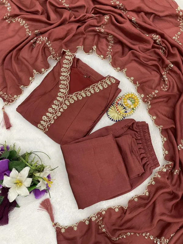 Maroon_Silk_Embroidered_Anarkali_Suit_Set_For_Women