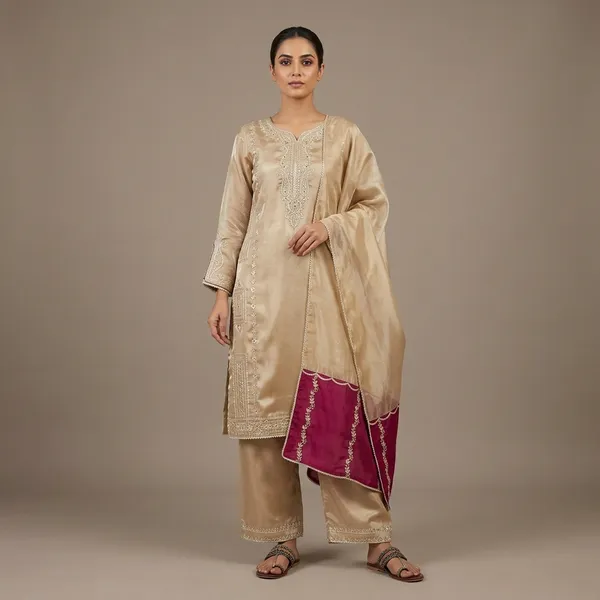 Beige_Embroidered_Kurta_Set_With_Dupatta_For_Women