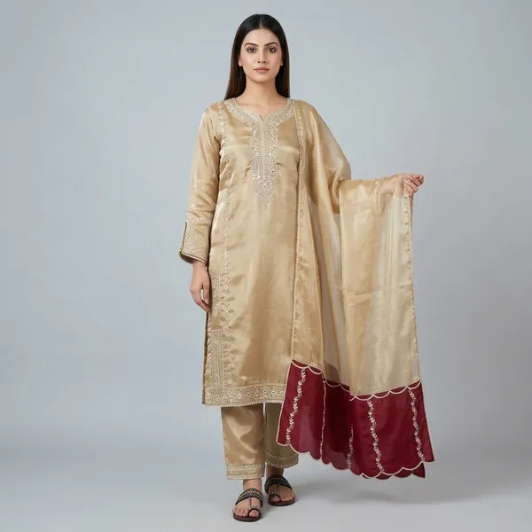 Beige_Embroidered_Kurta_Set_With_Dupatta_For_Women