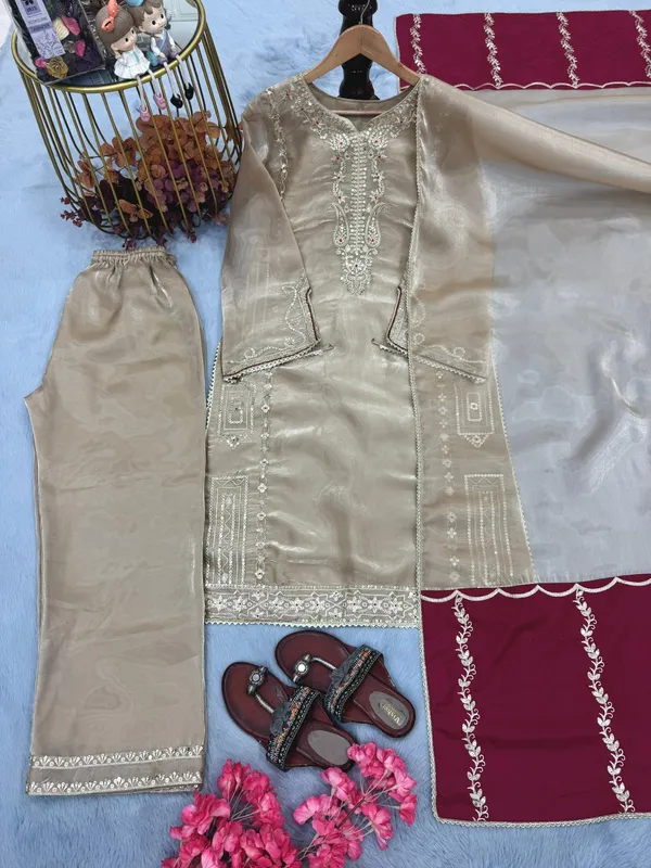 Beige_Embroidered_Kurta_Set_With_Dupatta_For_Women