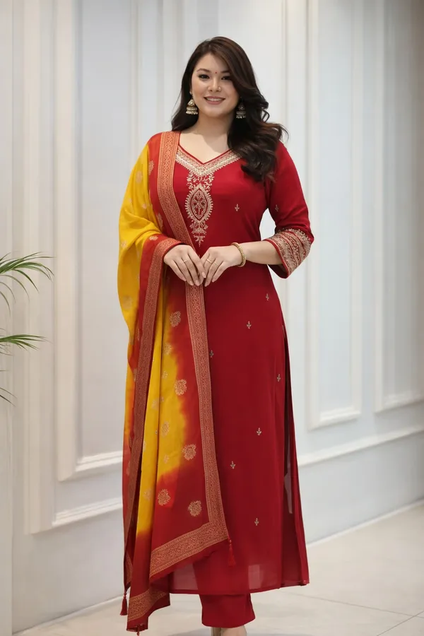 Red_Silk_Embroidered_Anarkali_Kurta_Set_For_Women