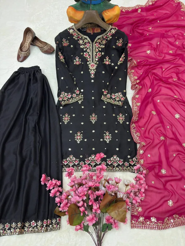 Black_Embroidered_Kurta_Palazzo_Set_with_Dupatta
