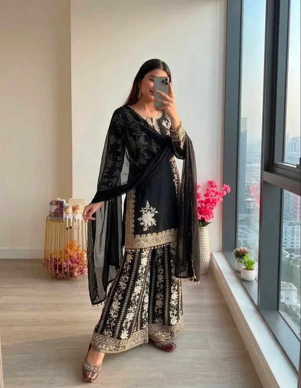 Black_Embroidered_Kurta_with_Farshi_Palazzo_&_Dupatta_Set