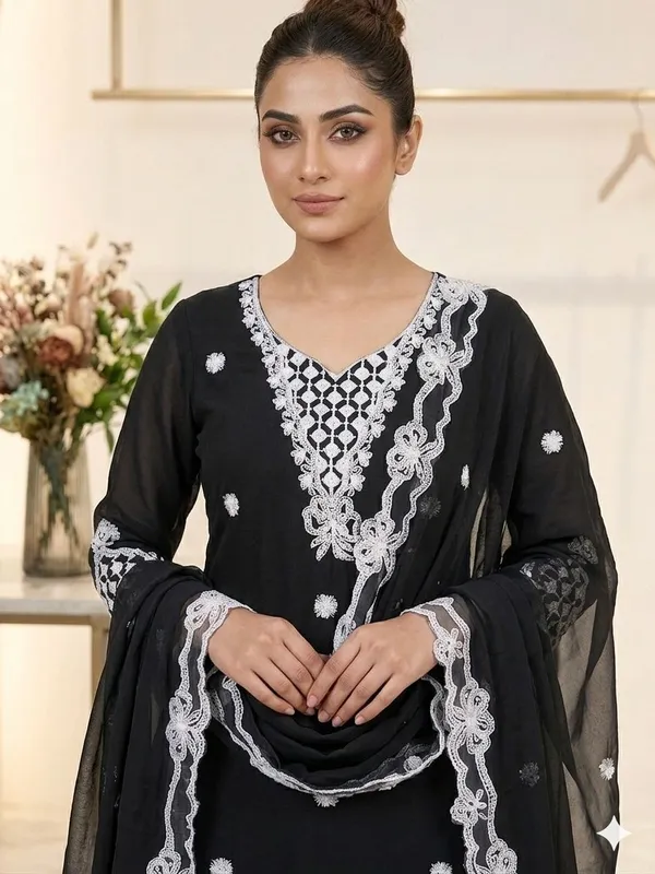 Black_Embroidered_Sharara_Suit_with_Georgette_Dupatta
