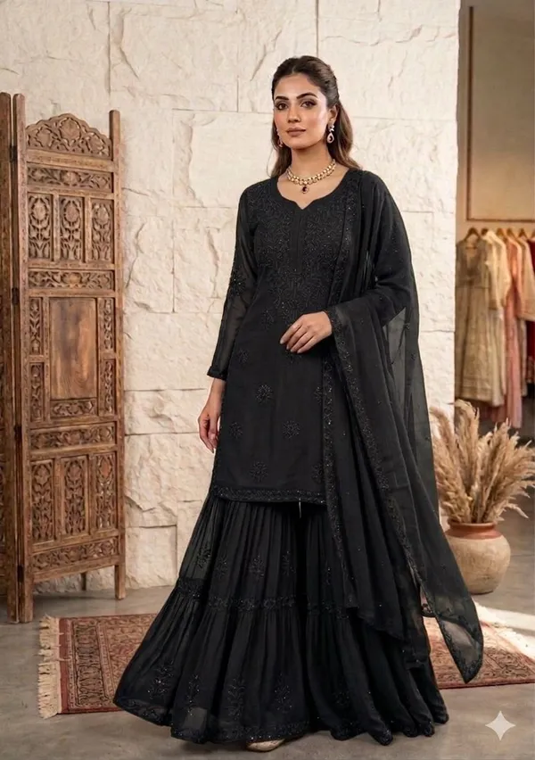Black__Embroidered_Sharara_Suit_with_Georgette_Dupatta