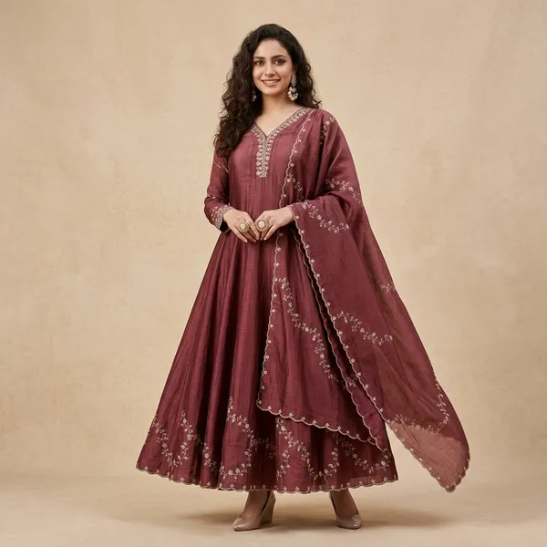 Maroon_Silk_Embroidered_Anarkali_Suit_Set_For_Women