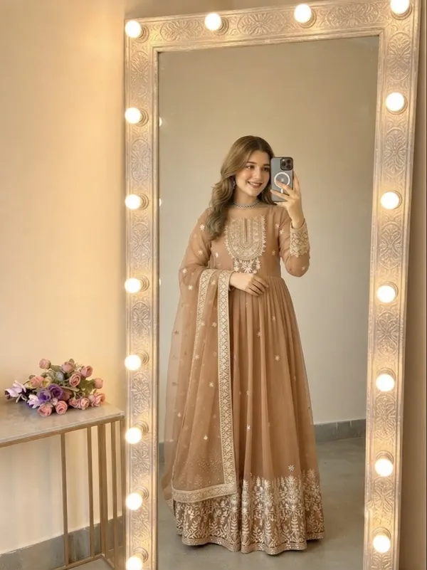 Designer_Beige_Anarkali_Gown_with_Embroidered_Dupatta