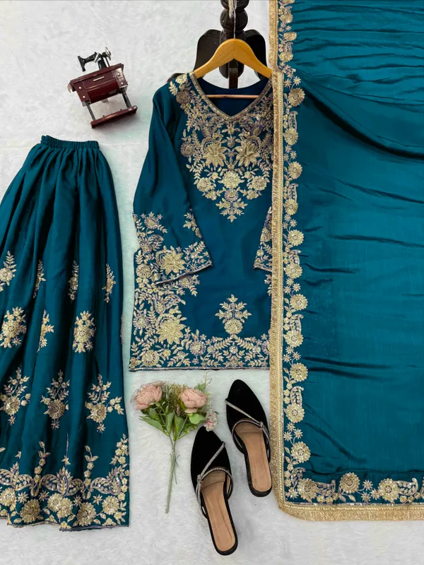 Designer_Teal_Blue_Embroidered_Sharara_Dress_for_Wedding_&_Party_Wear