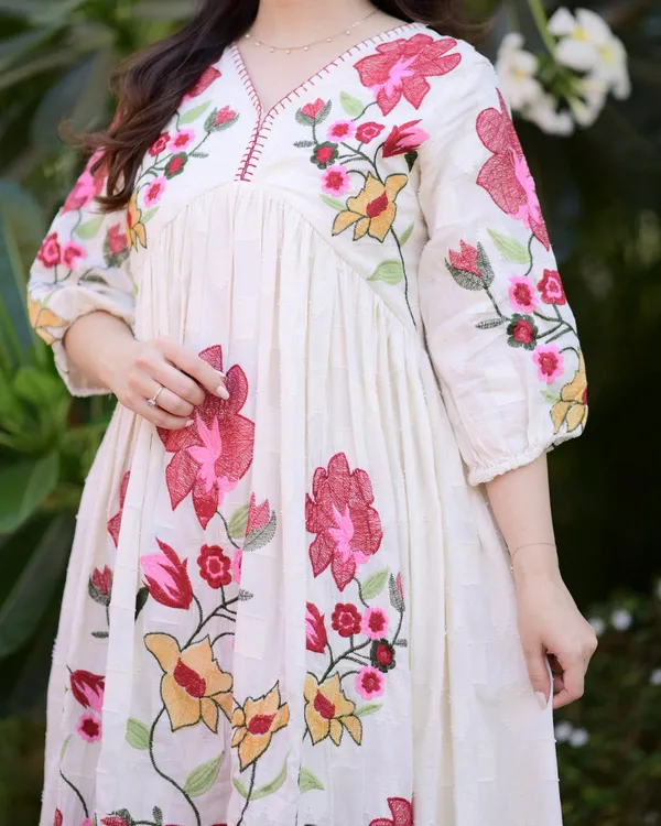 White_Rayon_Floral_Embroidered_Maxi_Dress_For_Women