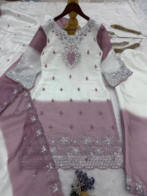 White_And_Lilac_Gim_Silk_Embroidered_Suit_Set_With_Dupatta_For_Women