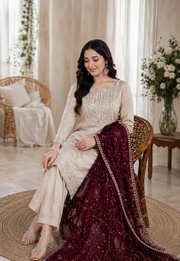 Elegant_Ivory_Embroidered_Pakistani_Straight_Suit_with_Maroon_Dupatta