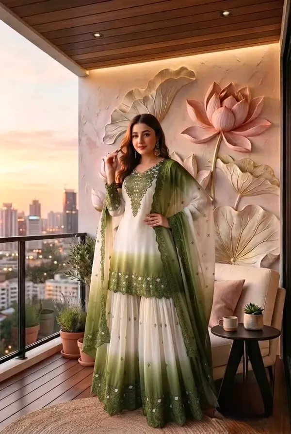Elegant_Olive_Green_&_White_Embroidered_Anarkali_Dress