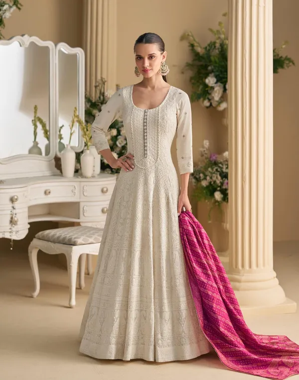 Ivory_Embroidered_Anarkali_Suit_with_Pink_Dupatta