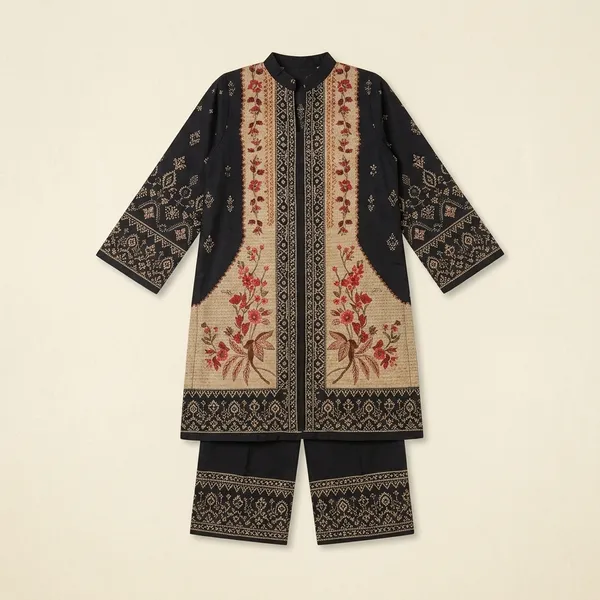 Black_Embroidered_Floral_Kurta_Palazzo_Set_for_Girls