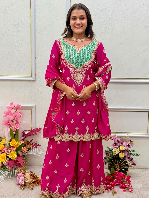 Luxury_Rani_Pink_Sharara_Set_with_Dupatta