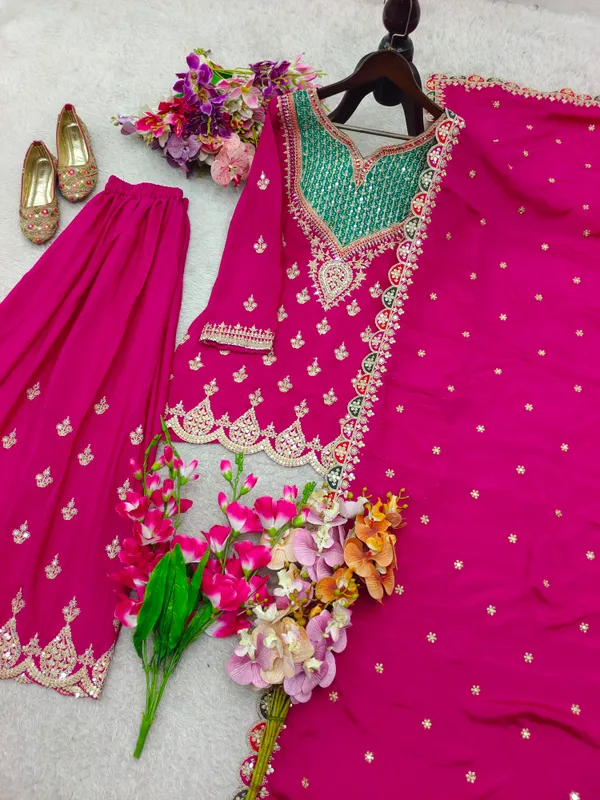 Luxury_Rani_Pink_Sharara_Set_with_Dupatta