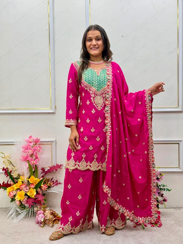 Luxury_Rani_Pink_Sharara_Set_with_Dupatta