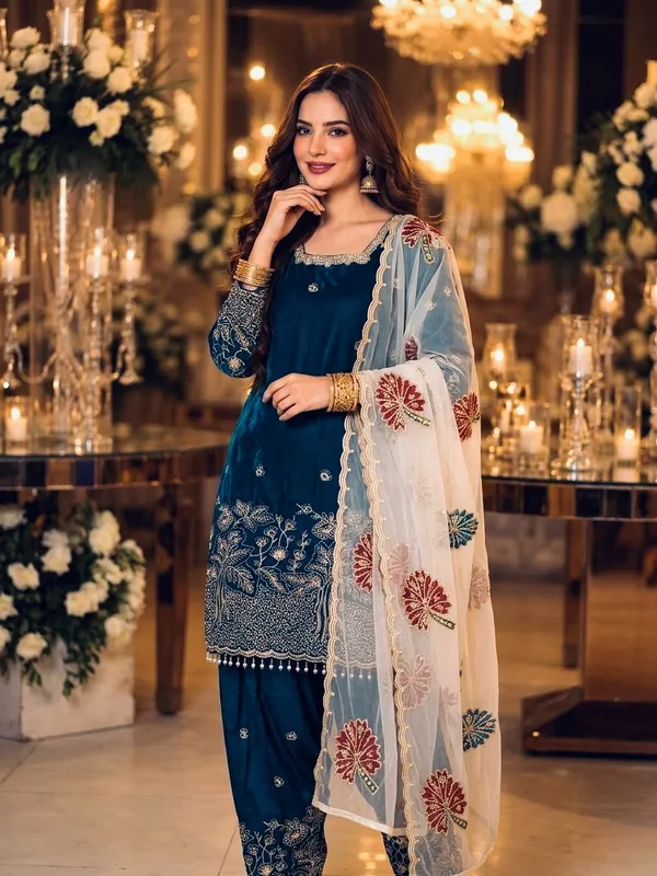 Luxury_Teal_Embroidered_Pakistani_Suit_with_Designer_Dupatta