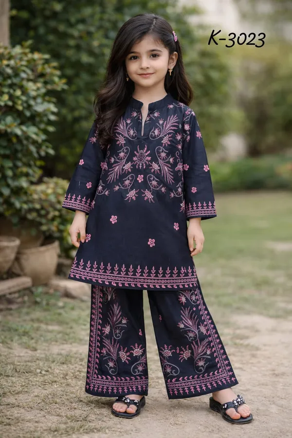 Navy_Blue_Embroidered_Floral_Kurta_Palazzo_Set_for_Girls