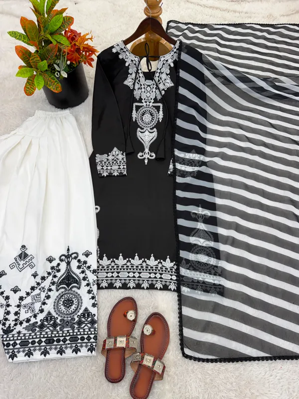 Black_Crepe_Silk_Embroidered_Kurta_Palazzo_Set_For_Women