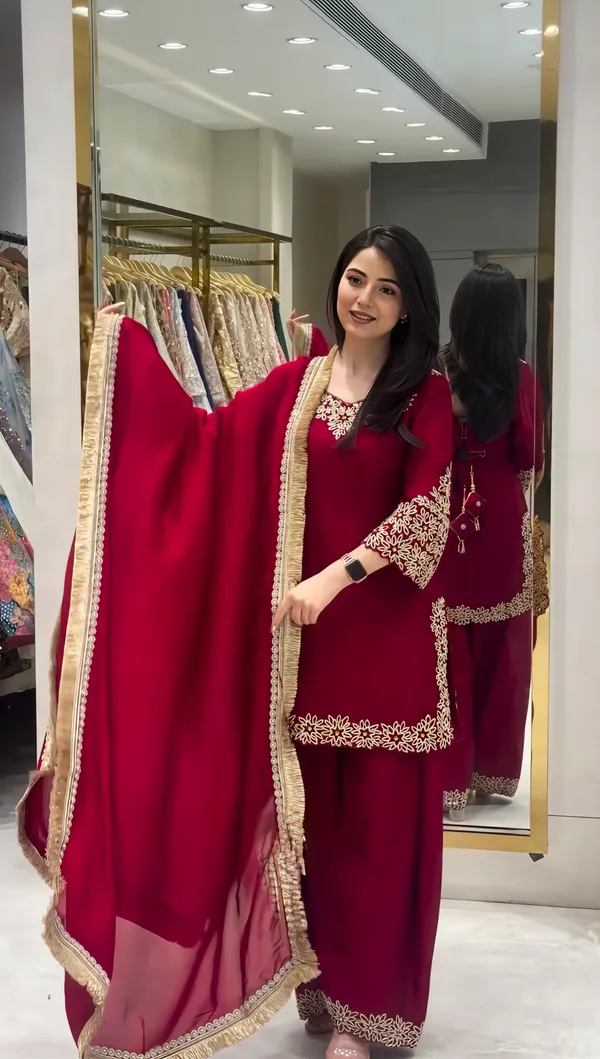 Maroon_Designer_Kurta_Palazzo_Set_for_Women