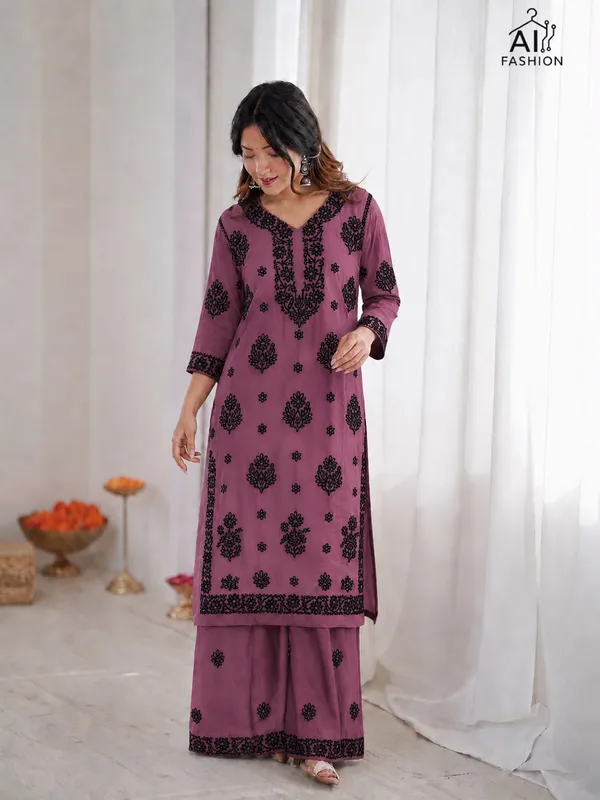 Mauve_Floral_Printed_Kurta_Palazzo_Set