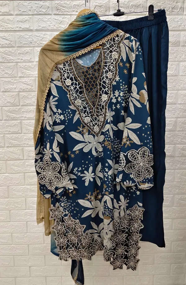 Navy_Blue_Floral_Embroidered_Kurta_Pant_Set_With_Dupatta