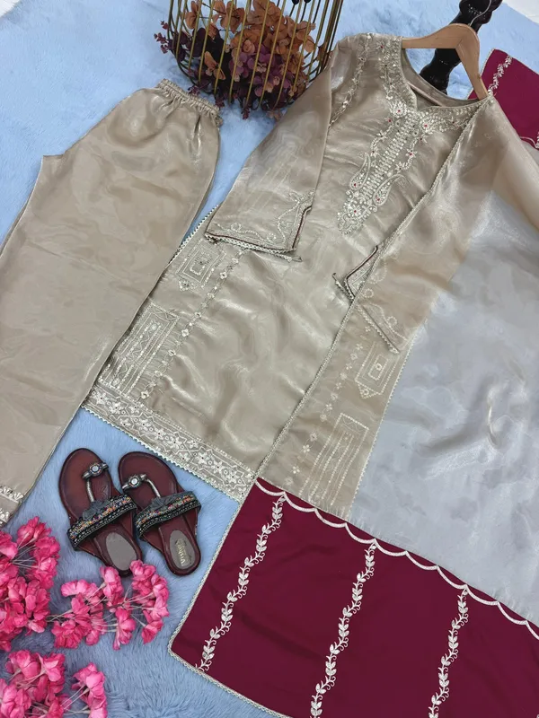 Beige_Embroidered_Kurta_Set_With_Dupatta_For_Women