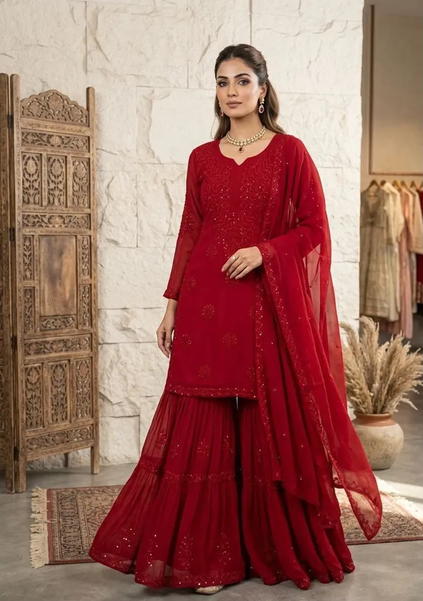 Red_Embroidered_Sharara_Suit_with_Georgette_Dupatta
