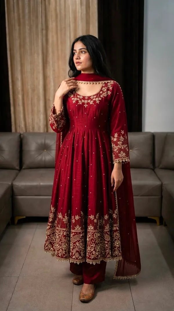 Ruby_Red_Embroidered_Anarkali_Suit_Set