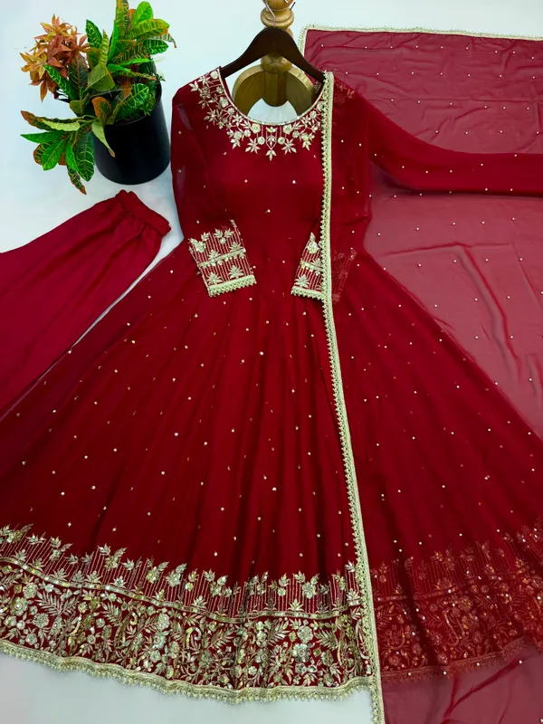 Ruby_Red_Embroidered_Anarkali_Suit_Set