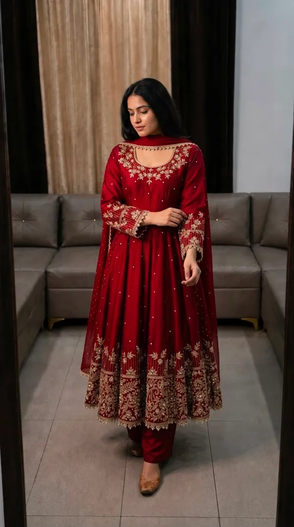 Ruby_Red_Embroidered_Anarkali_Suit_Set