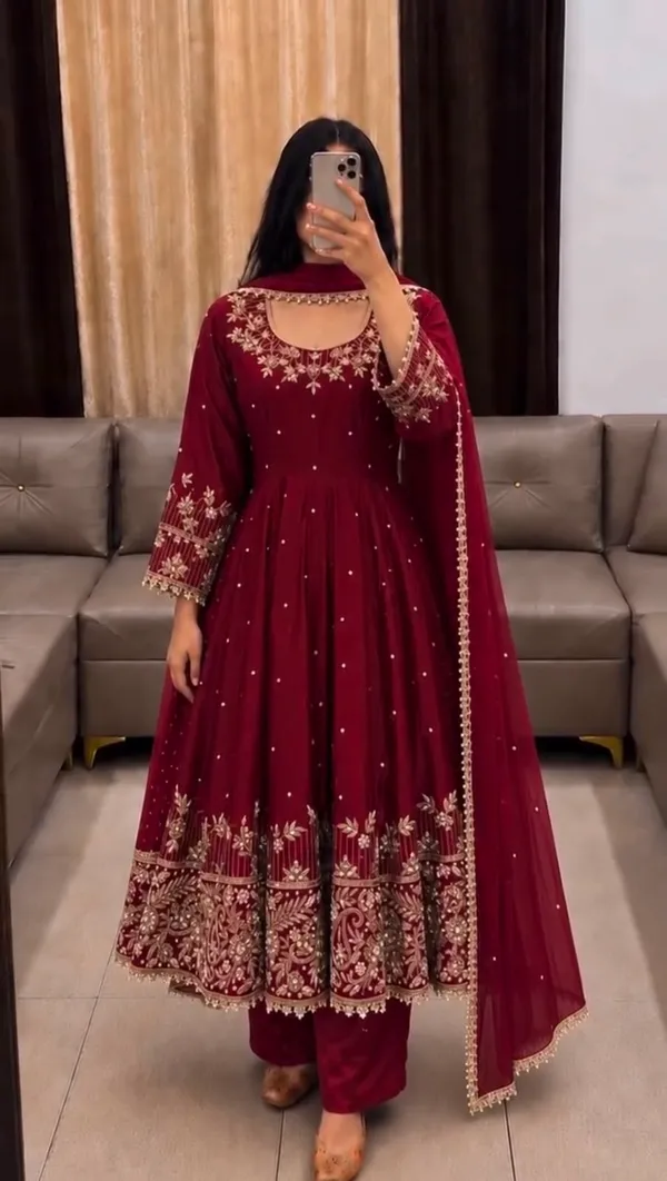 Ruby_Red_Embroidered_Anarkali_Suit_Set