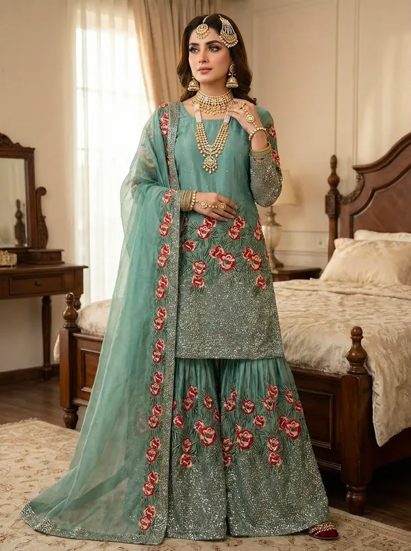 Sage_Green_Floral_Embroidered_Sharara_Suit_with_Dupatta