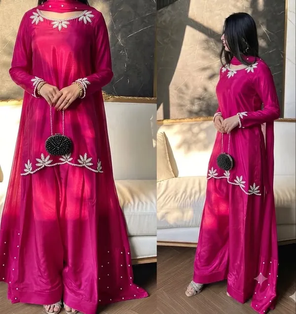 Magenta_Embroidered_Kurta_Palazzo_Set_For_Women