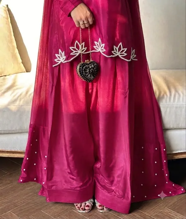 Magenta_Embroidered_Kurta_Palazzo_Set_For_Women
