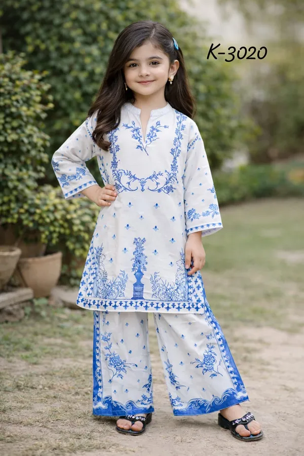 White_Blue_Floral_Embroidered_Cotton_Kurta_Palazzo_Set_for_Girls