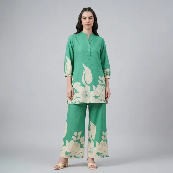 Green_Rayon_Floral_Print_Kurta_Palazzo_Set_For_Women