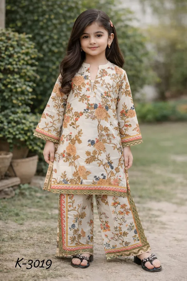 Cream_Floral_Print_Kurta_Palazzo_Set_for_Girls