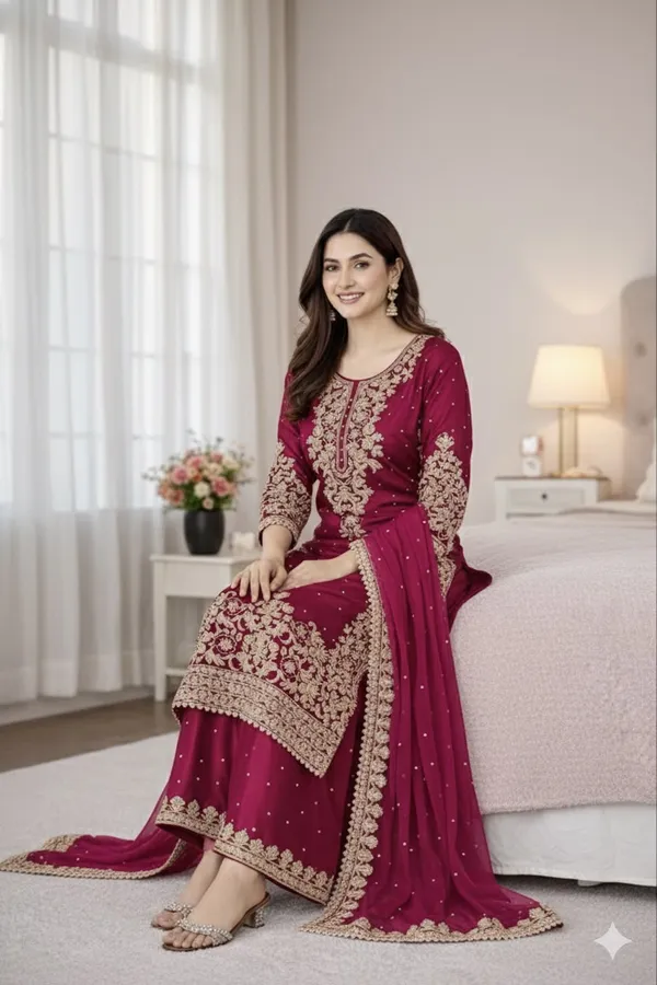 Wine_Red_Heavy_Embroidered_Sharara_Suit_with_Silk_Dupatta