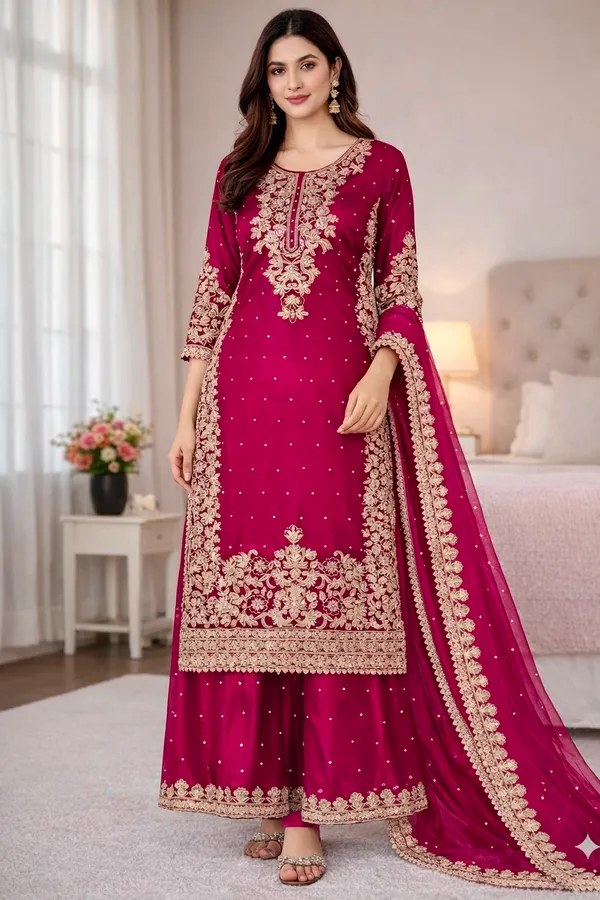 Wine_Red_Heavy_Embroidered_Sharara_Suit_with_Silk_Dupatta